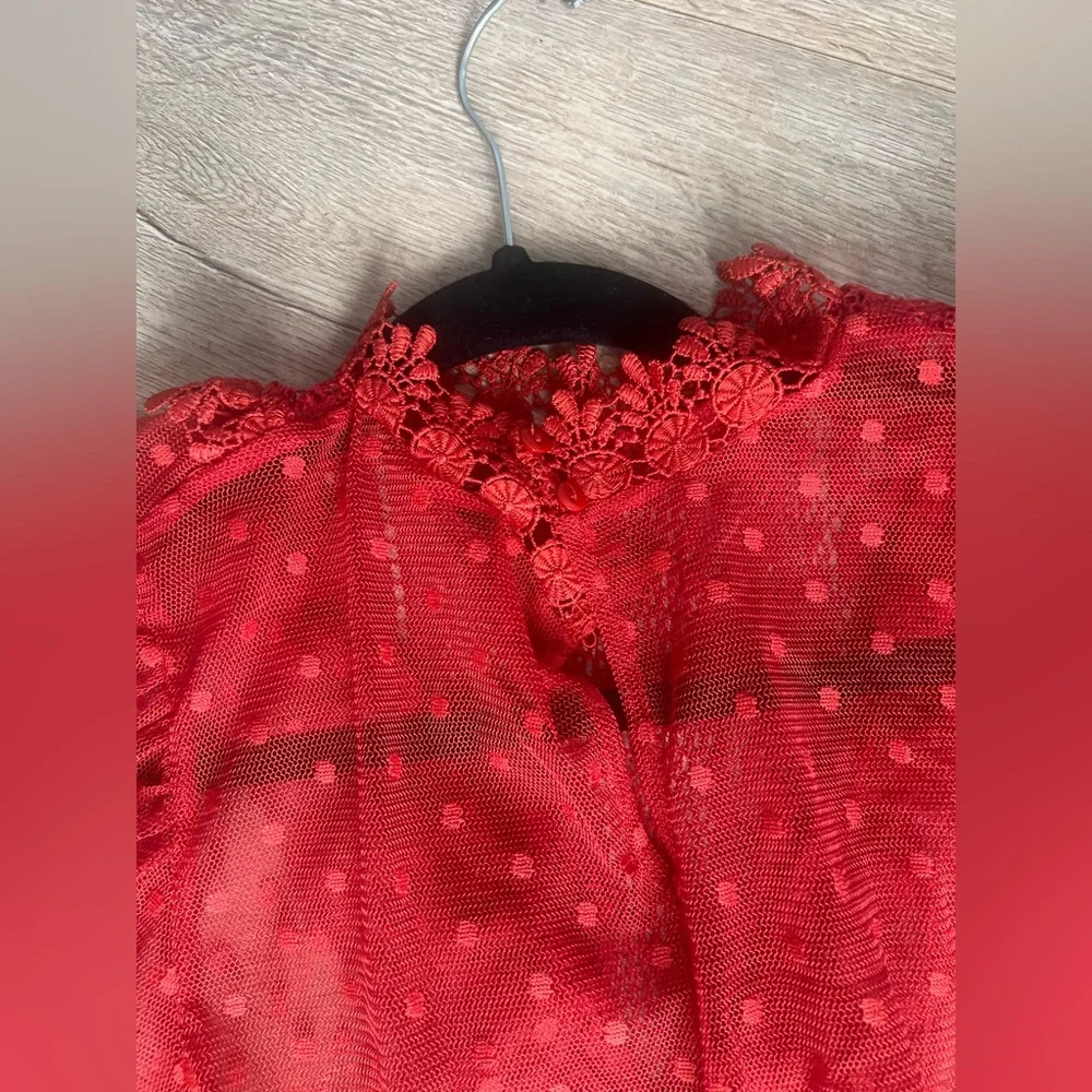 Red Short Ruffled Top - Picture 3 of 8